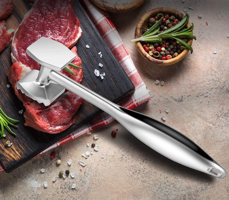Aliglow Meat Tenderizer Hammer Tool Mallet Pounder for Kitchen Tenderizing Steak Beef Poultry,Heavy Duty Dual-Sided Tenderiser with Soft Grip Handle - Multifunctional Beater for Chicken,Fish, Baking - Image 5